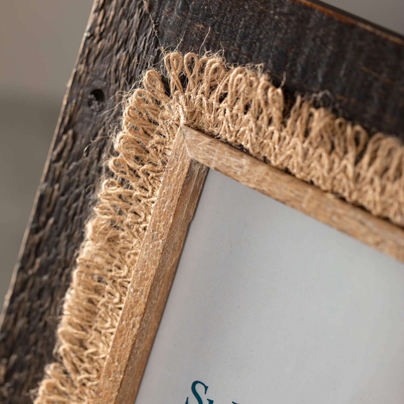 Wood Photo Frame With Rattan Detail