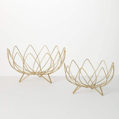 Set of two Sculpted Gold wire footed bowls