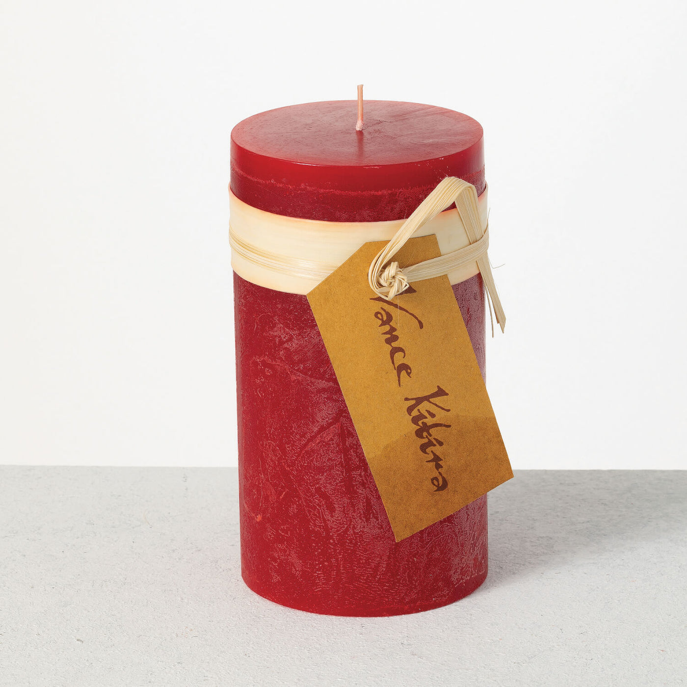 Cranberry Red Vance Kitira 6 inch timber pillar candle