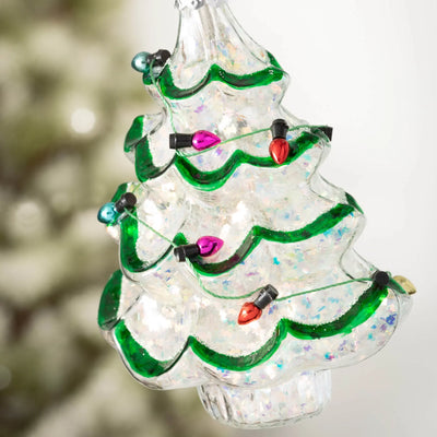 Glittery Vintage Glass Christmas Tree Ornament