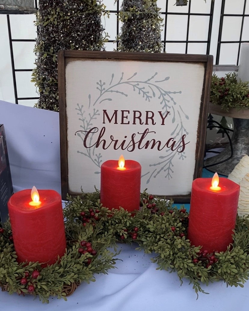 Merry Christmas Sign with Wreath