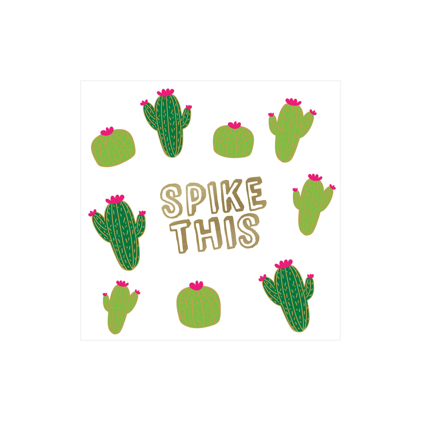 cactus theme party beverage napkin reads "SPIKE THIS"