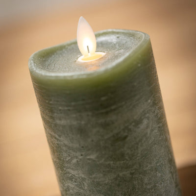 Mirage Olive Green Flameless Pillar candle