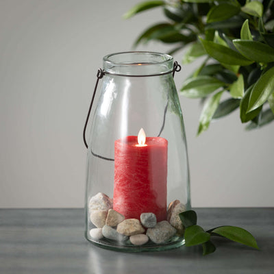 Red Frosted Flameless Pillar
