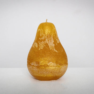 Golden Vance Kitira Pear Candle with brushed gold accents